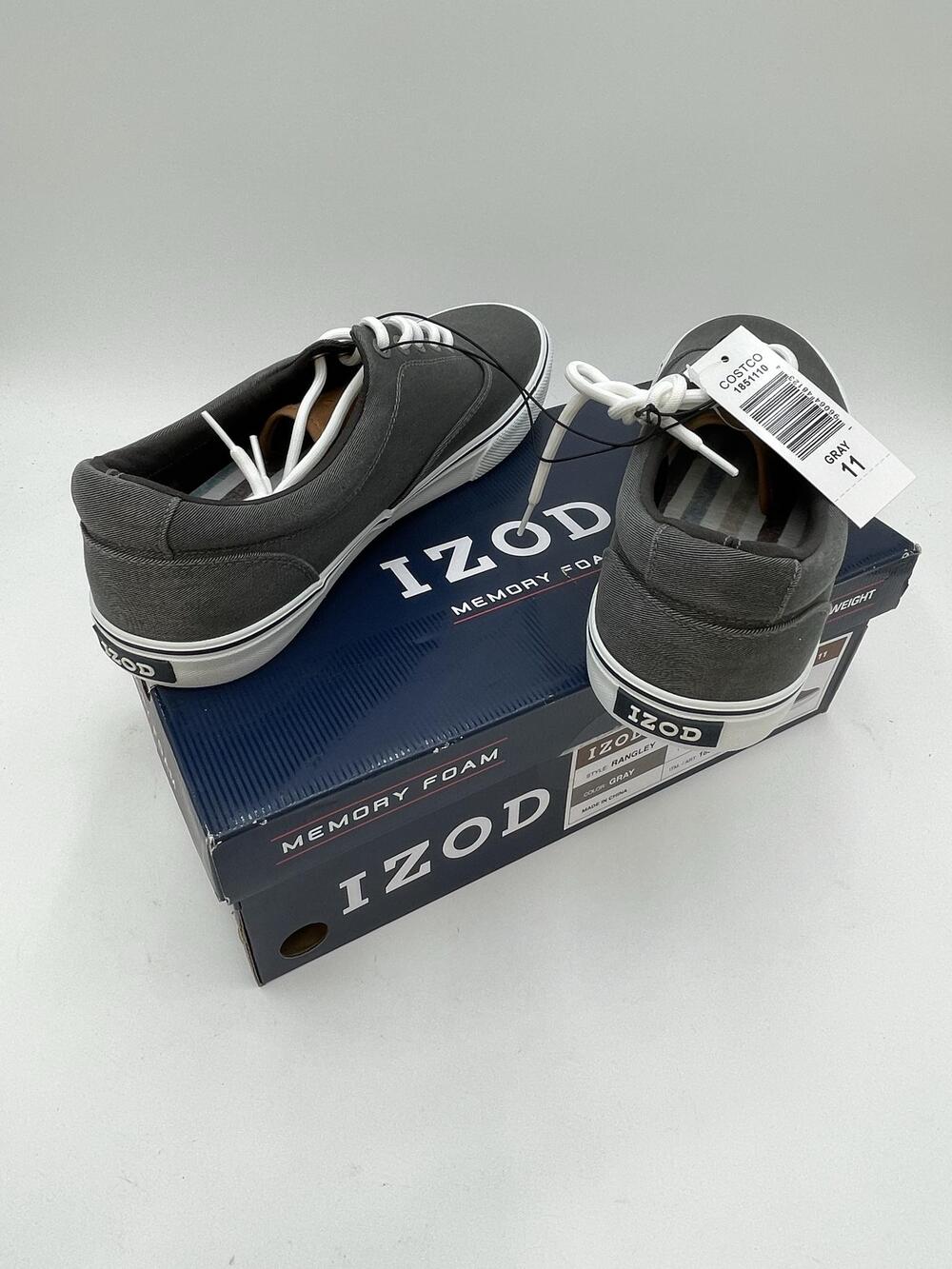 IZOD Rangley Shoes Mens Sneakers Gray Canvas Memory Foam Casual Size 11